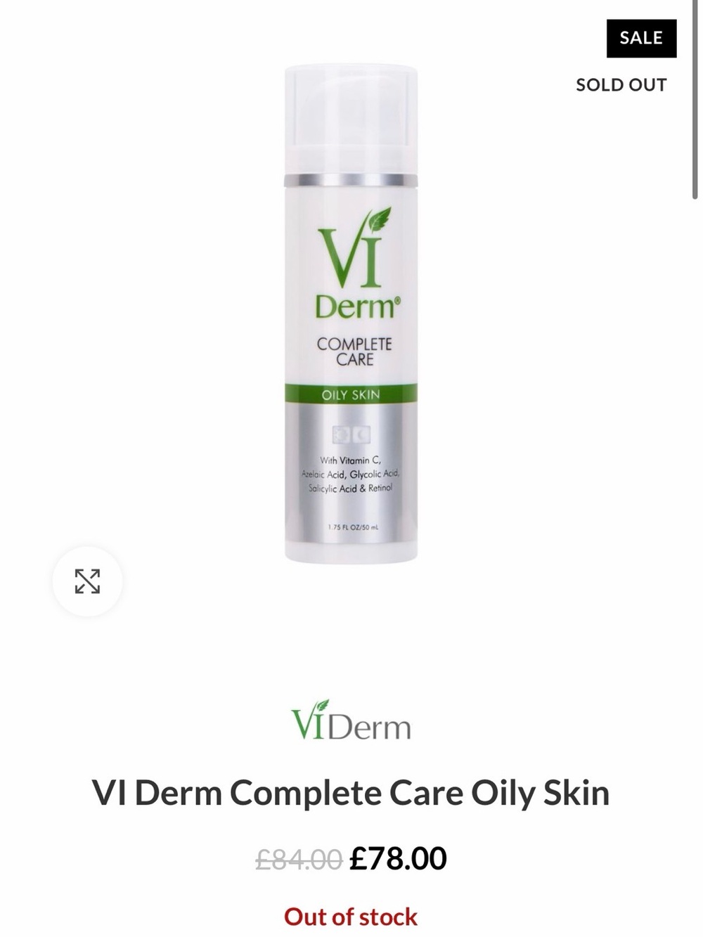 Vi Derm Complete Care Oily Skin 1.75 FL OZ/ 50 mL
